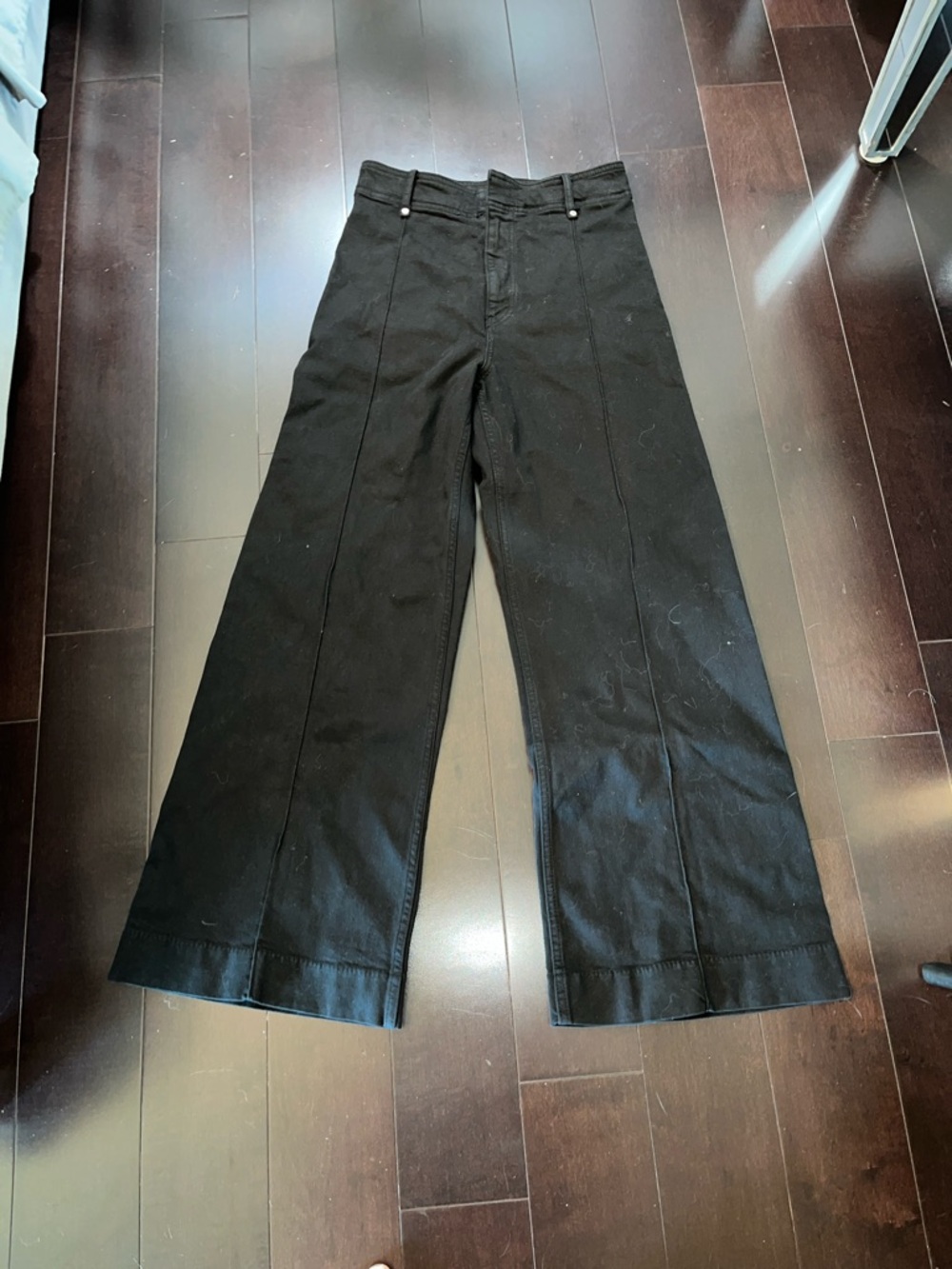 Zara Black Wide Leg Flare Jeans - Picture 1 of 6
